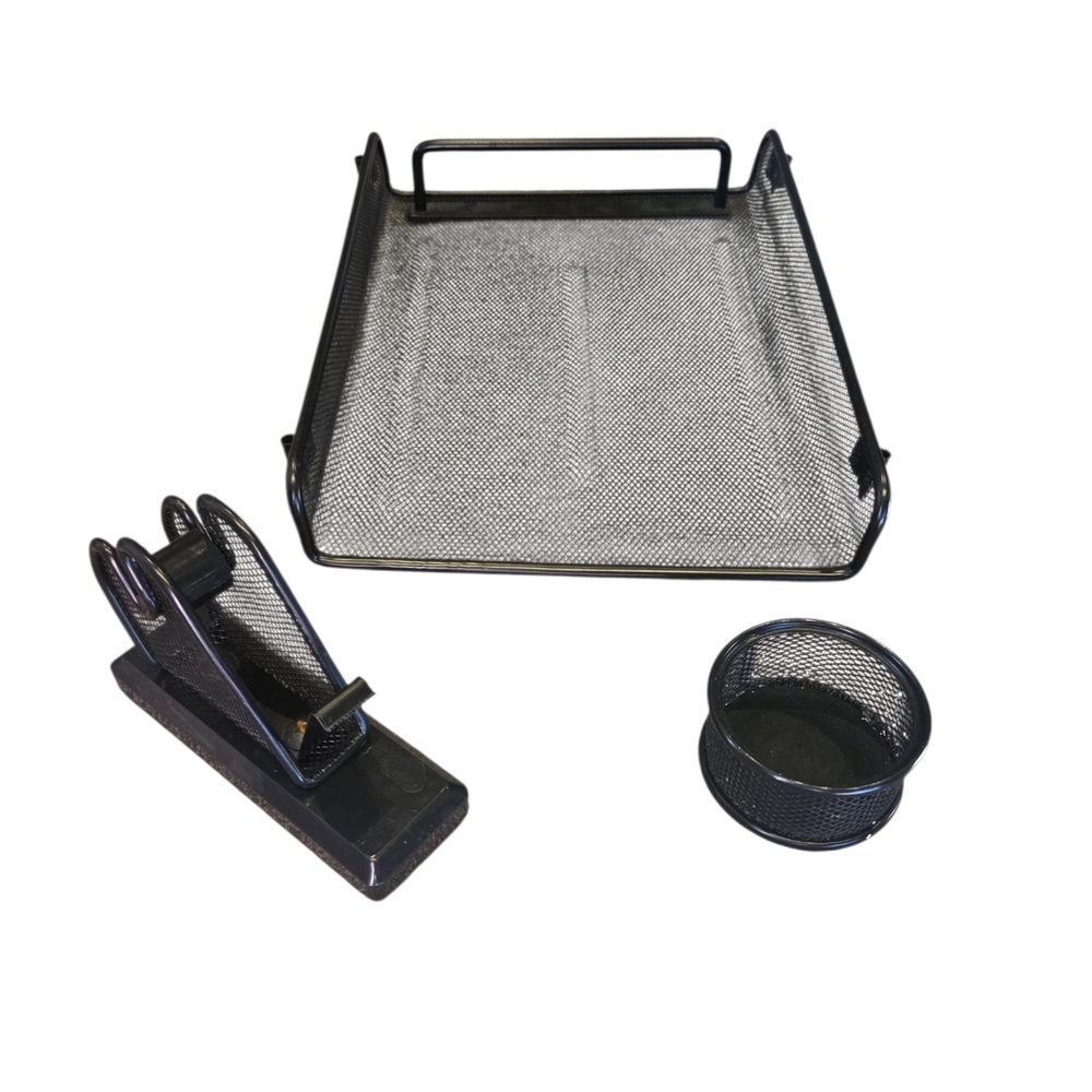 Black Mesh Desk Organizer Set